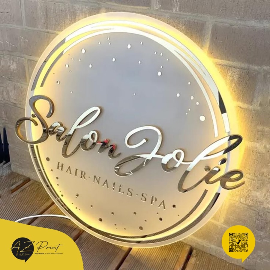 Logo lumineux finition miroir